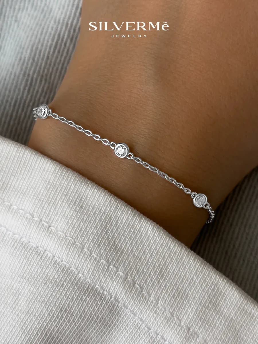 Браслет серебряный с крупными камнями серебро 925