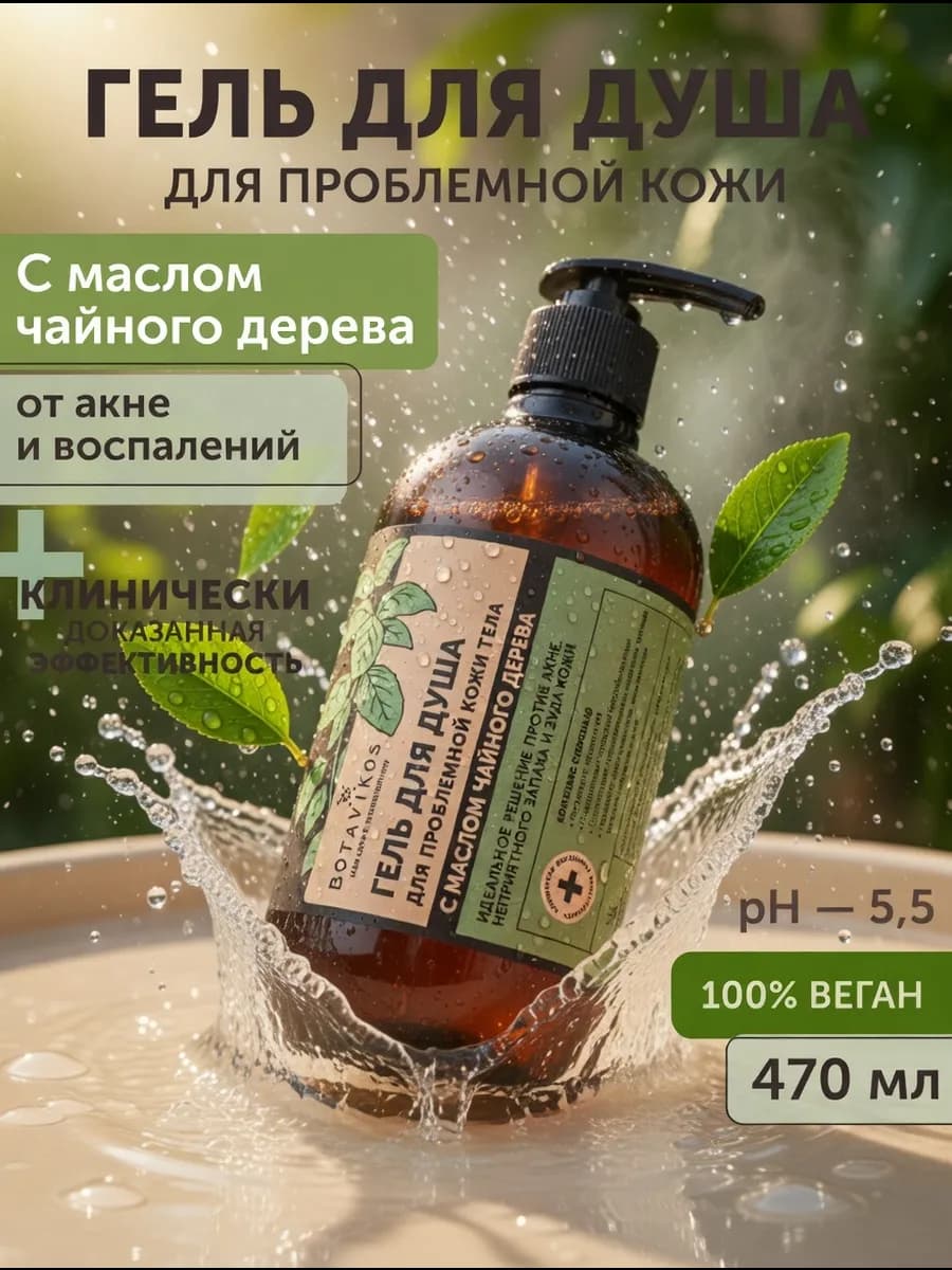 Гель для душа от прыщей для тела с чайным деревом