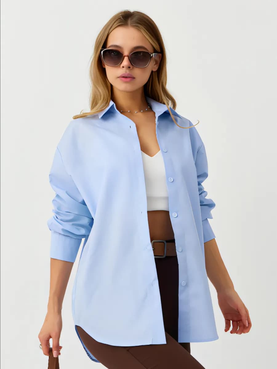 Рубашка базовая классическая прямая для офиса и школы