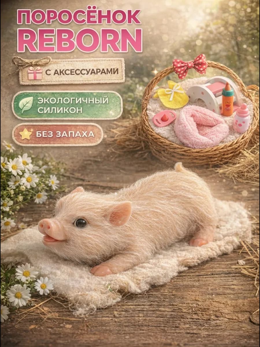 Поросенок Reborn с аксессуарами