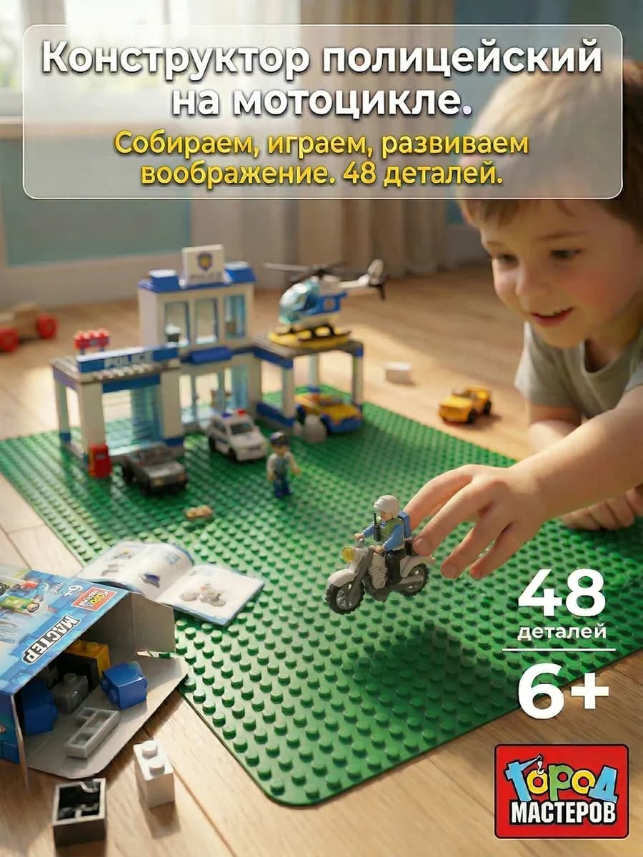Конструктор полицейский на мотоцикле для детей 6 лет