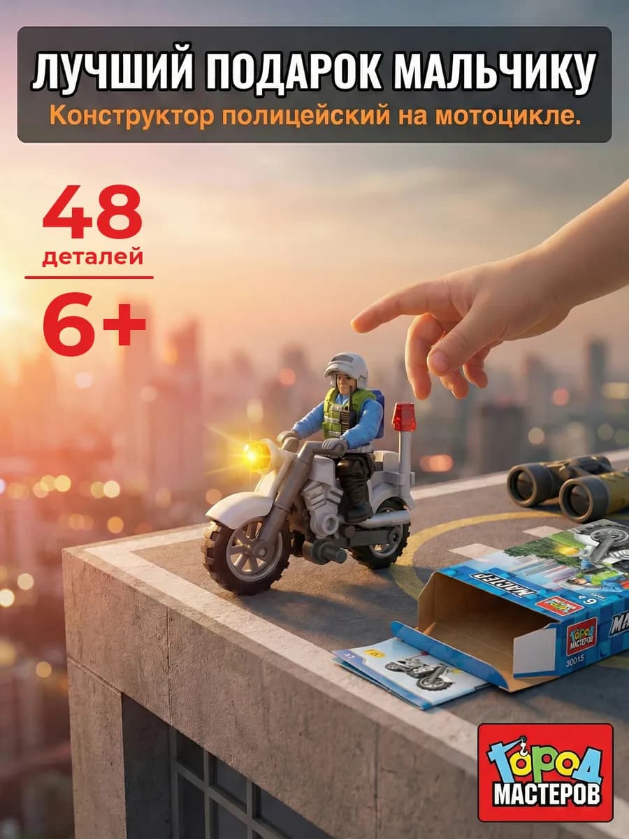 Конструктор полицейский на мотоцикле для детей 6 лет