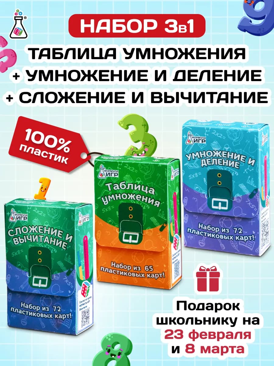 Набор карточек таблица умножения, деления и сложения