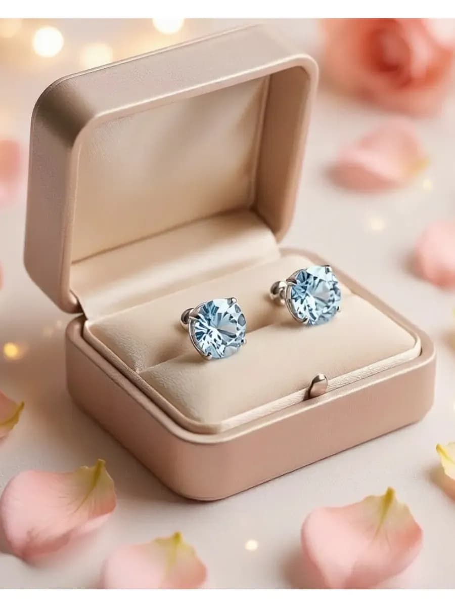 Серьги пусеты серебро 925 с топазом