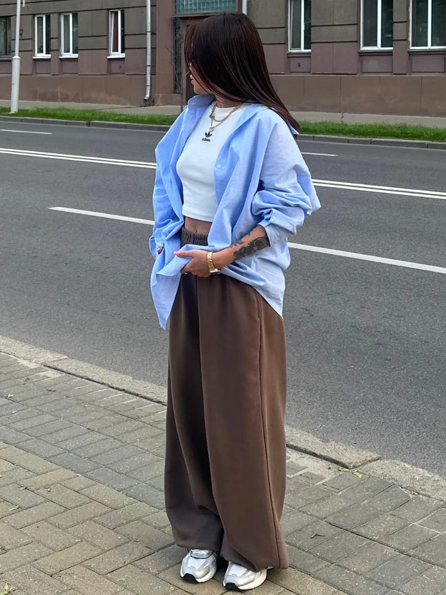 Спортивные штаны оверсайз без начеса для танцев