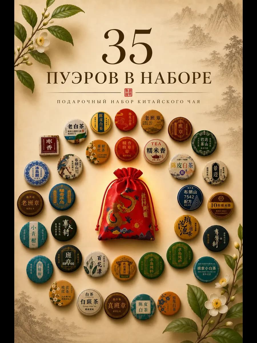 Чай китайский набор пуэр 35 штук
