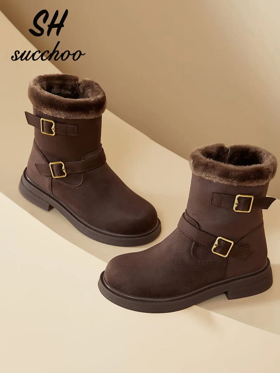 Теплые зимние ботинки на толстой подошве