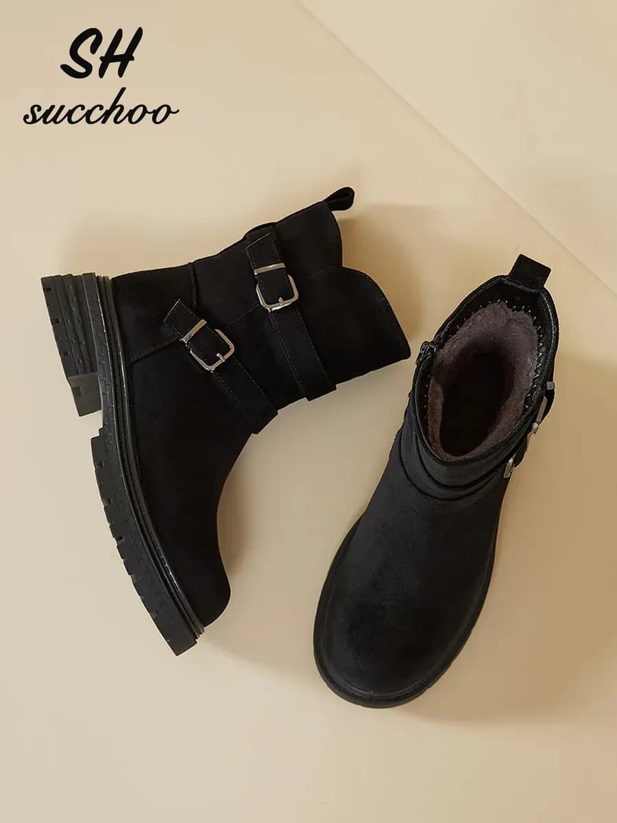 Теплые зимние ботинки на толстой подошве