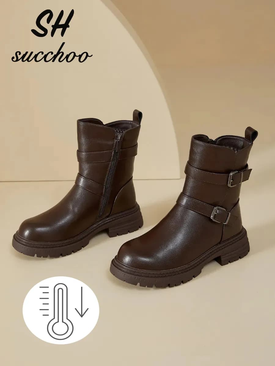 Теплые зимние ботинки на толстой подошве