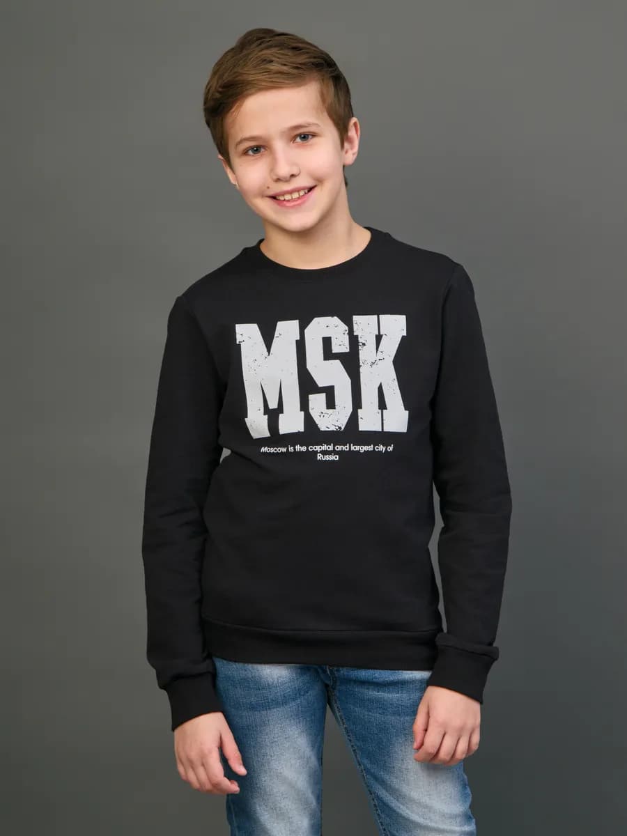 Толстовка свитшот без начеса с принтом