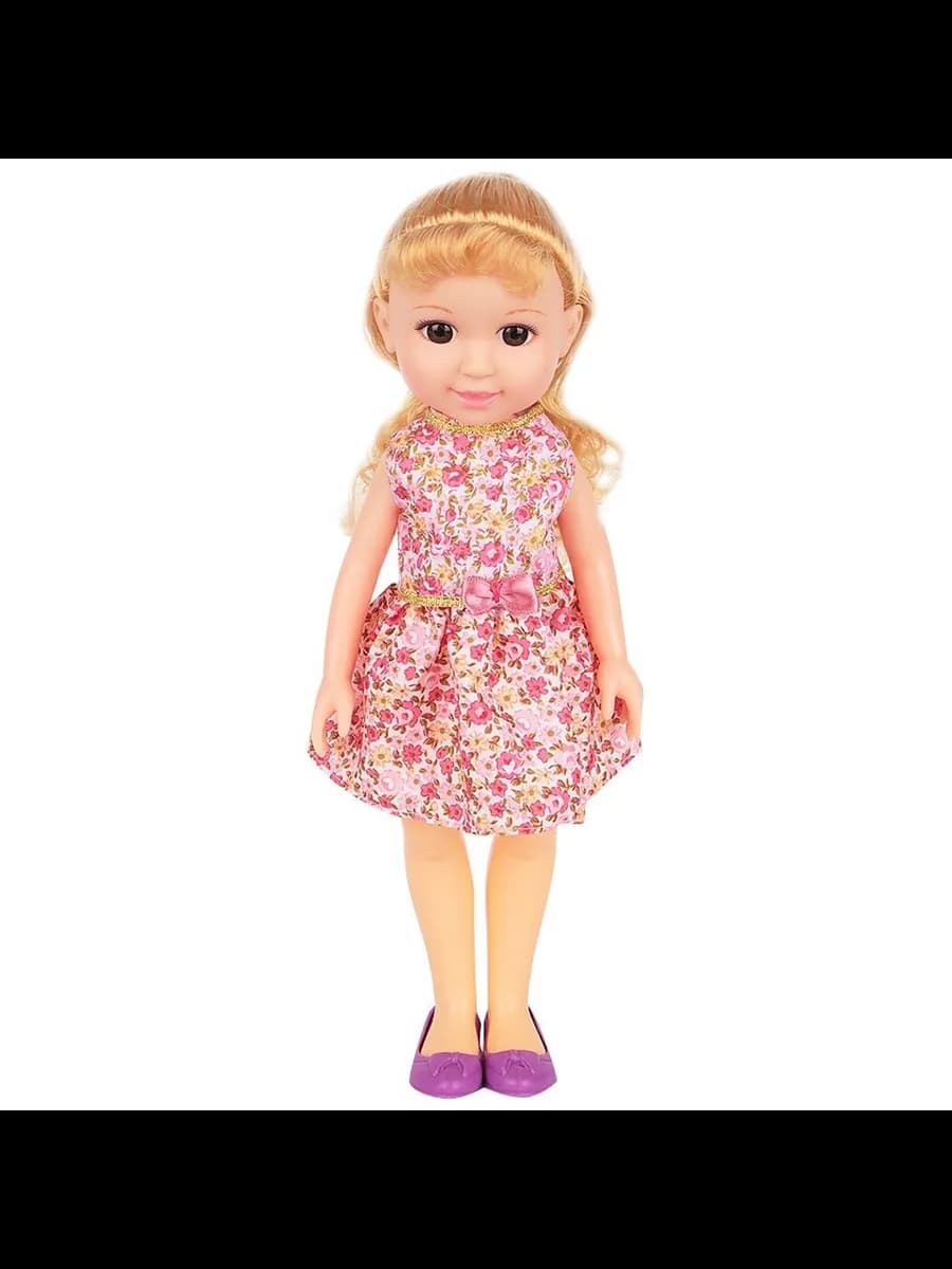 Большая говорящая кукла в платье с длинными волосами - фото 1