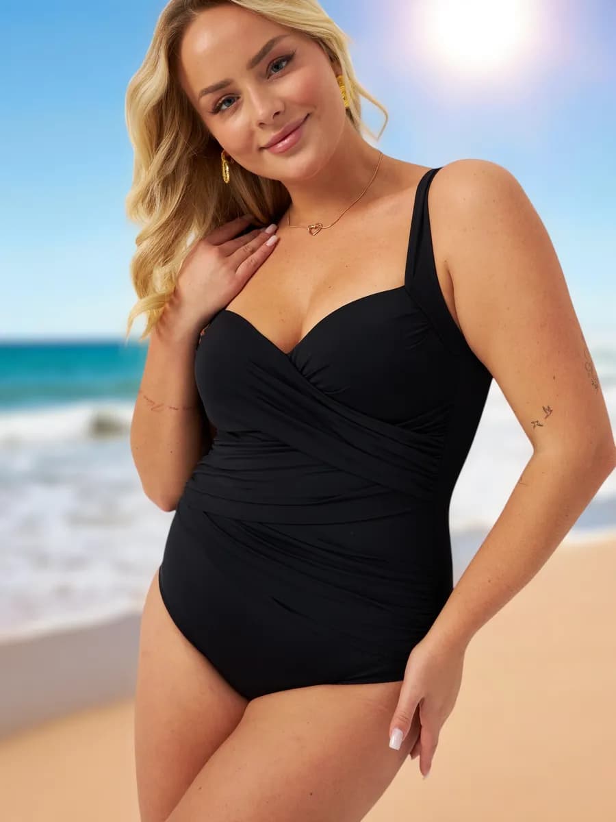 Купальник слитный черный с утяжкой