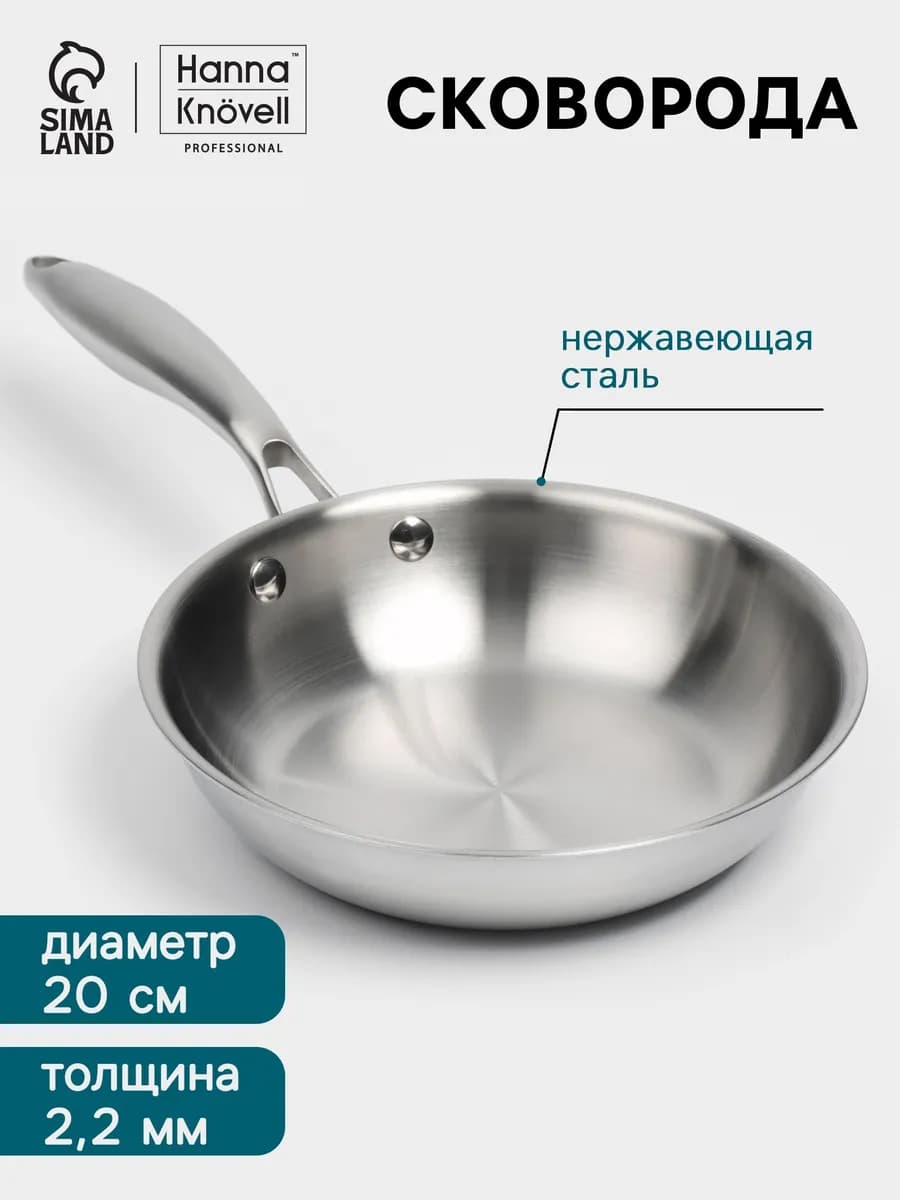 Сковорода индукционная 20 см, нержавеющая сталь