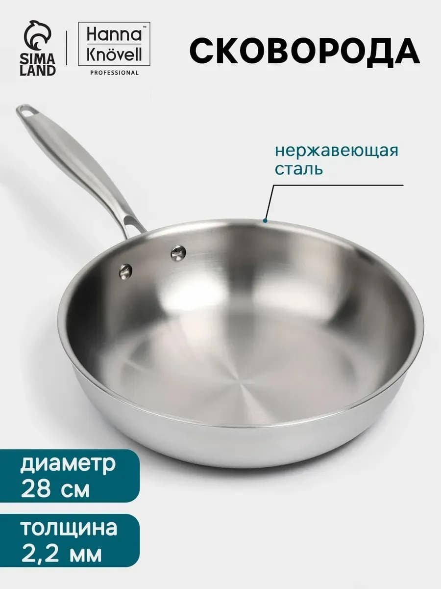 Сковорода индукционная 28 см, нержавеющая сталь
