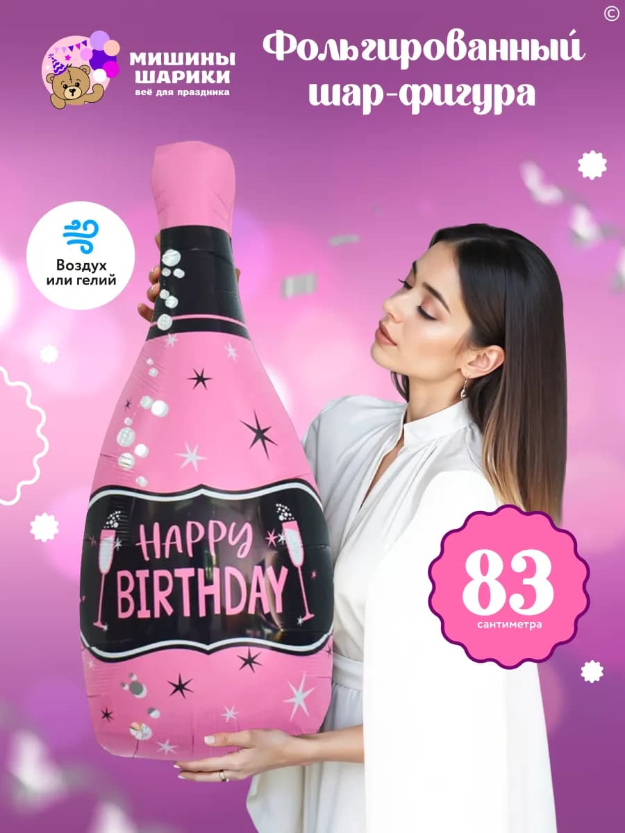 Шар воздушный бутылка шампанского фигура на день рождения
