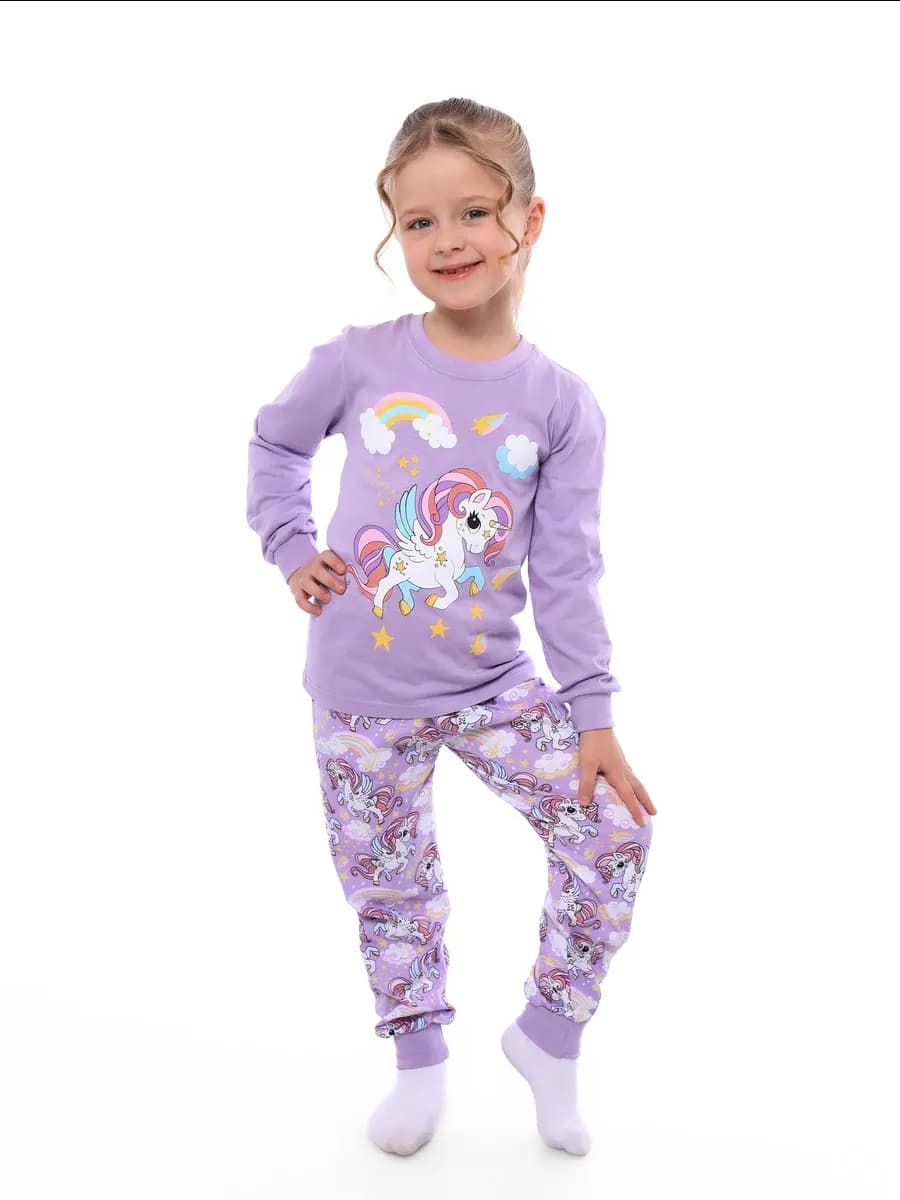 пижама для девочки со штанами и с принтом