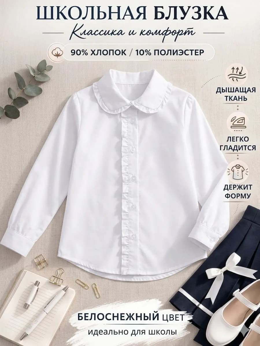 Блузка рубашка нарядная для девочки