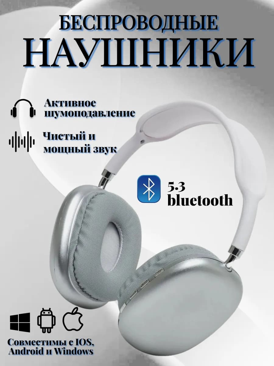 Наушники беспроводные большие с микрофоном и шумоподавлением