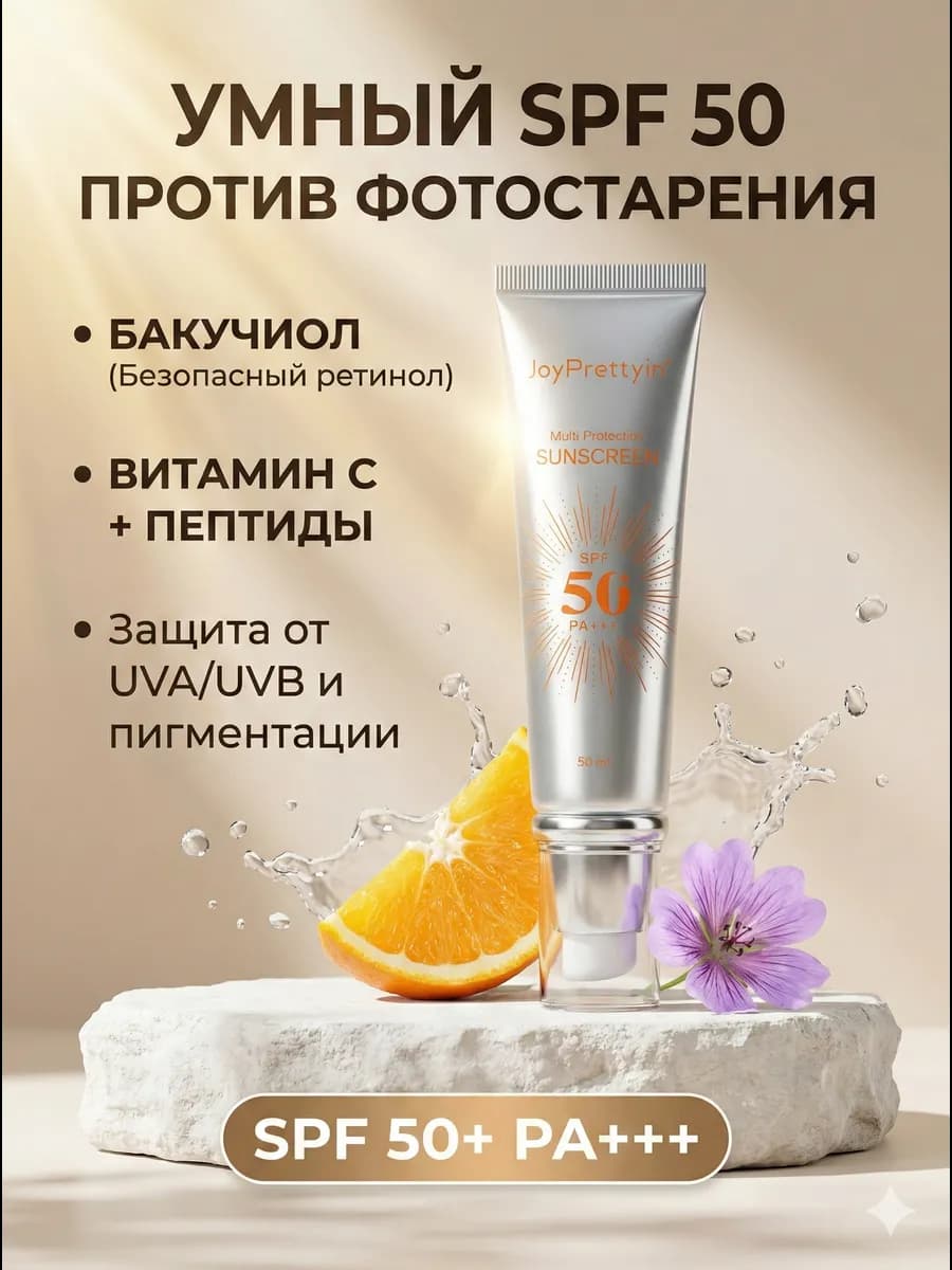 Крем для лица антивозрастной питательный с витамином C SPF50 - фото 1