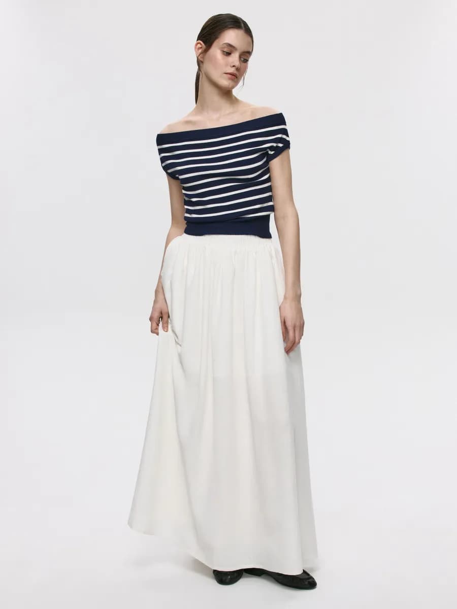 Юбка макси длинная из вискозы и льна