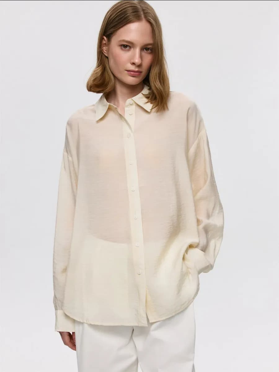 Рубашка оверсайз свободная из вискозы и тенселя