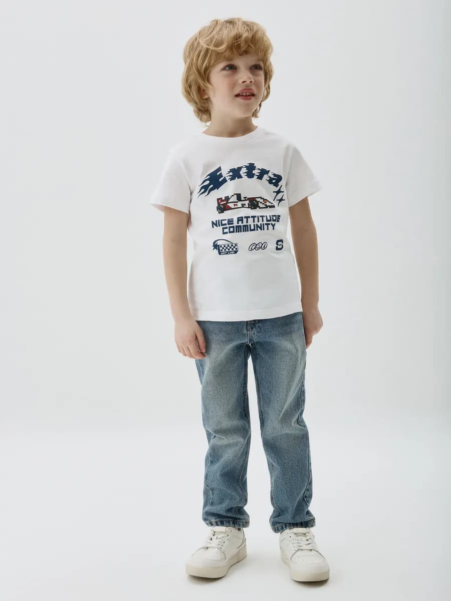 Джинсы прямые зауженные на резинке