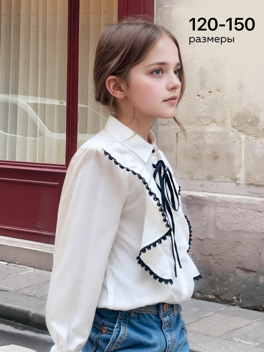 Рубашка школьная для девочки белая