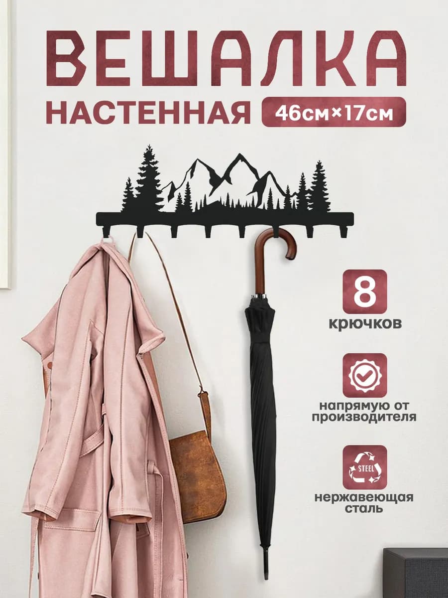 Вешалка настенная для одежды в прихожую лофт