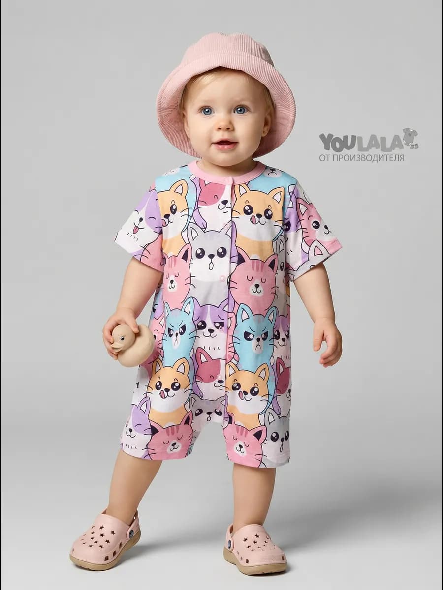 Песочник детский летний на кнопах хлопковый полукомбинезон