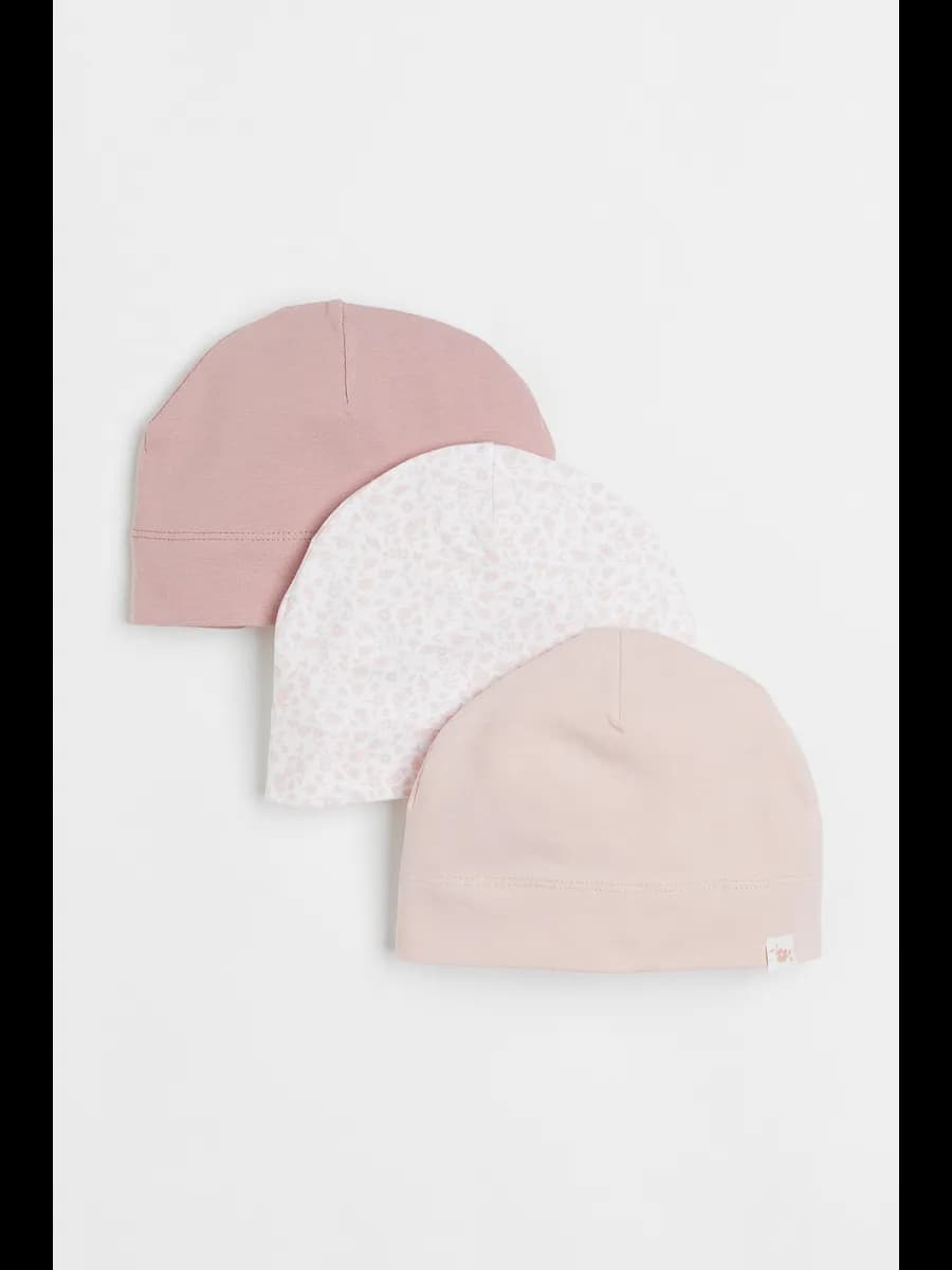 Шапки для малышей тонкие трикотажные - набор 3 шт