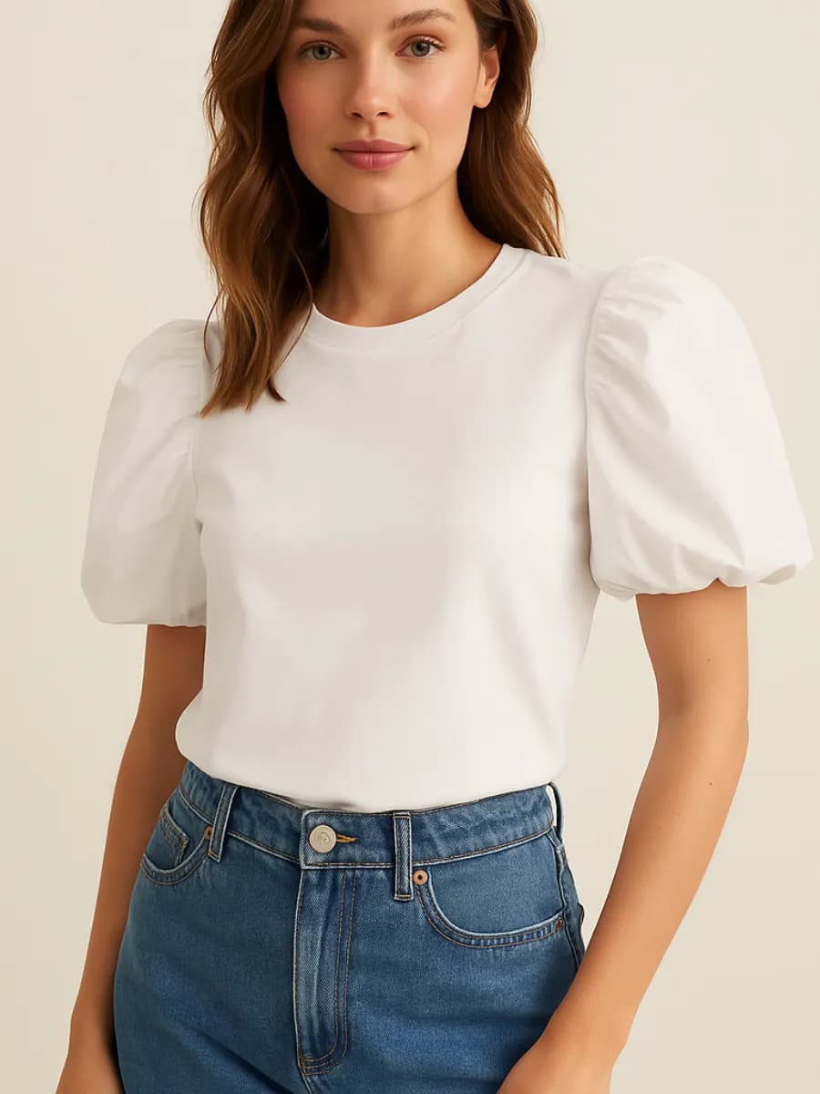 Топ с рукавами фонариками футболка