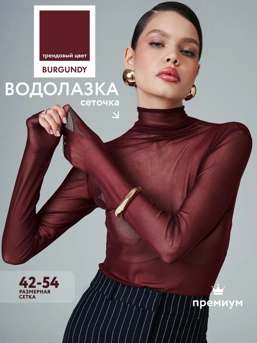 Водолазка из сетки прозрачная с горлом