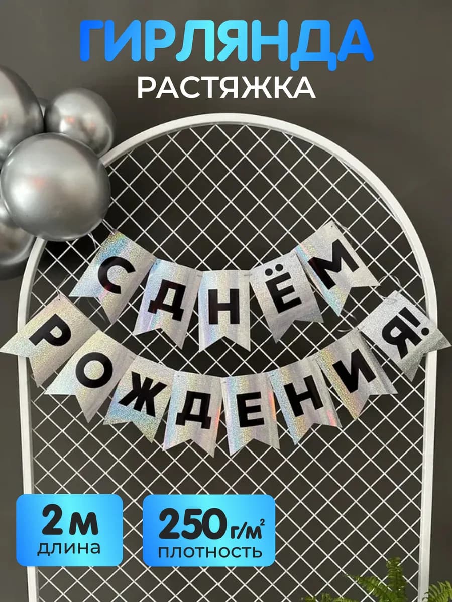 Растяжка - гирлянда - флажки С Днем Рождения