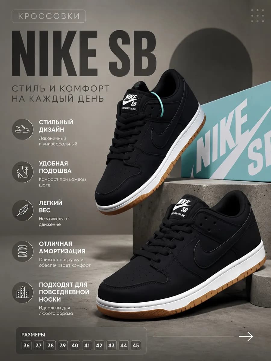 Кроссовки Nike Sb Dunk Low BLACK кеды найк сб данк