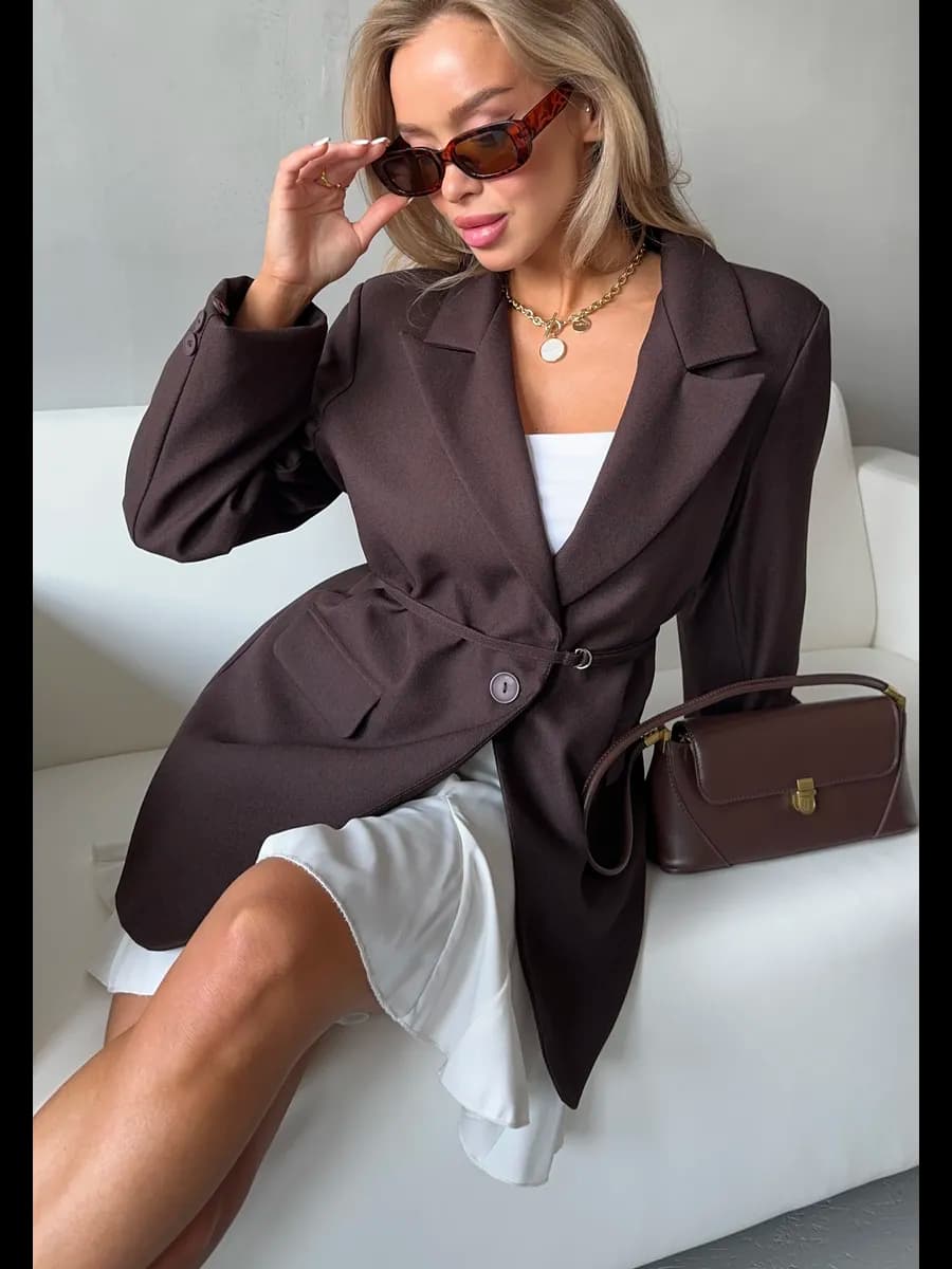 Пиджак оверсайз приталенный с поясом