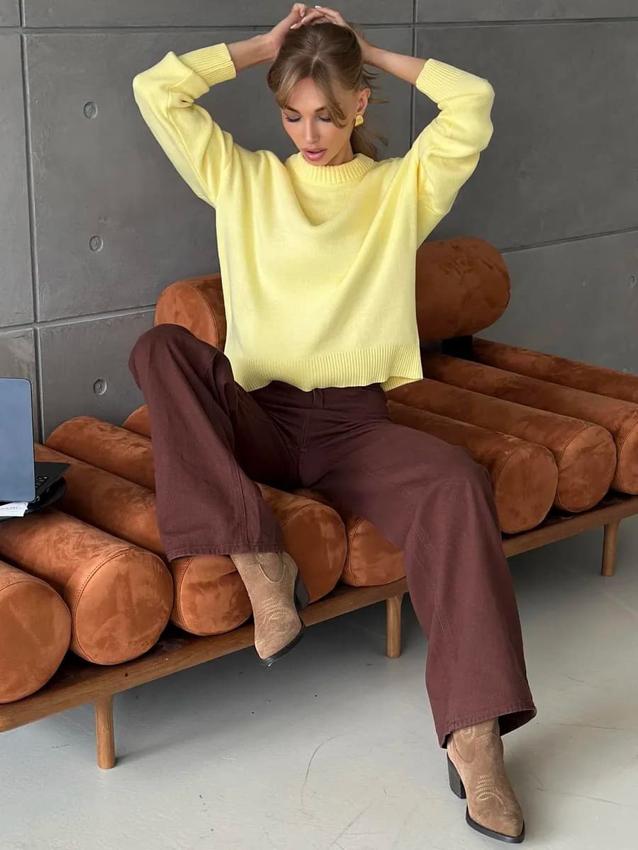 Джемпер вязаный лимонный