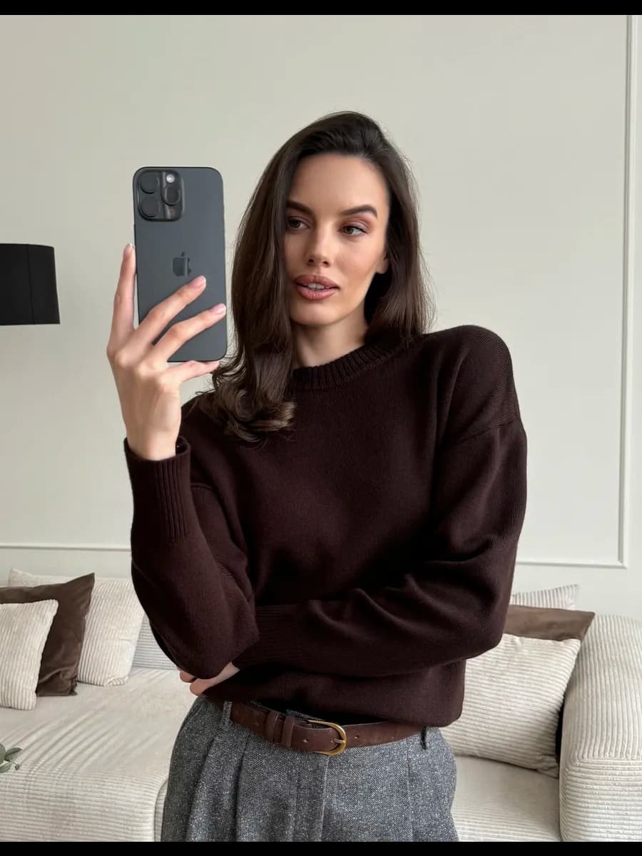 Джемпер вязаный шоколадный