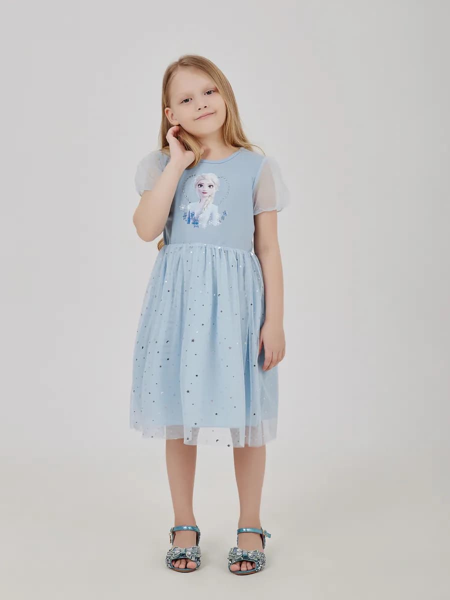 Платье Эльза голубое нарядное фатиновая юбка Frozen