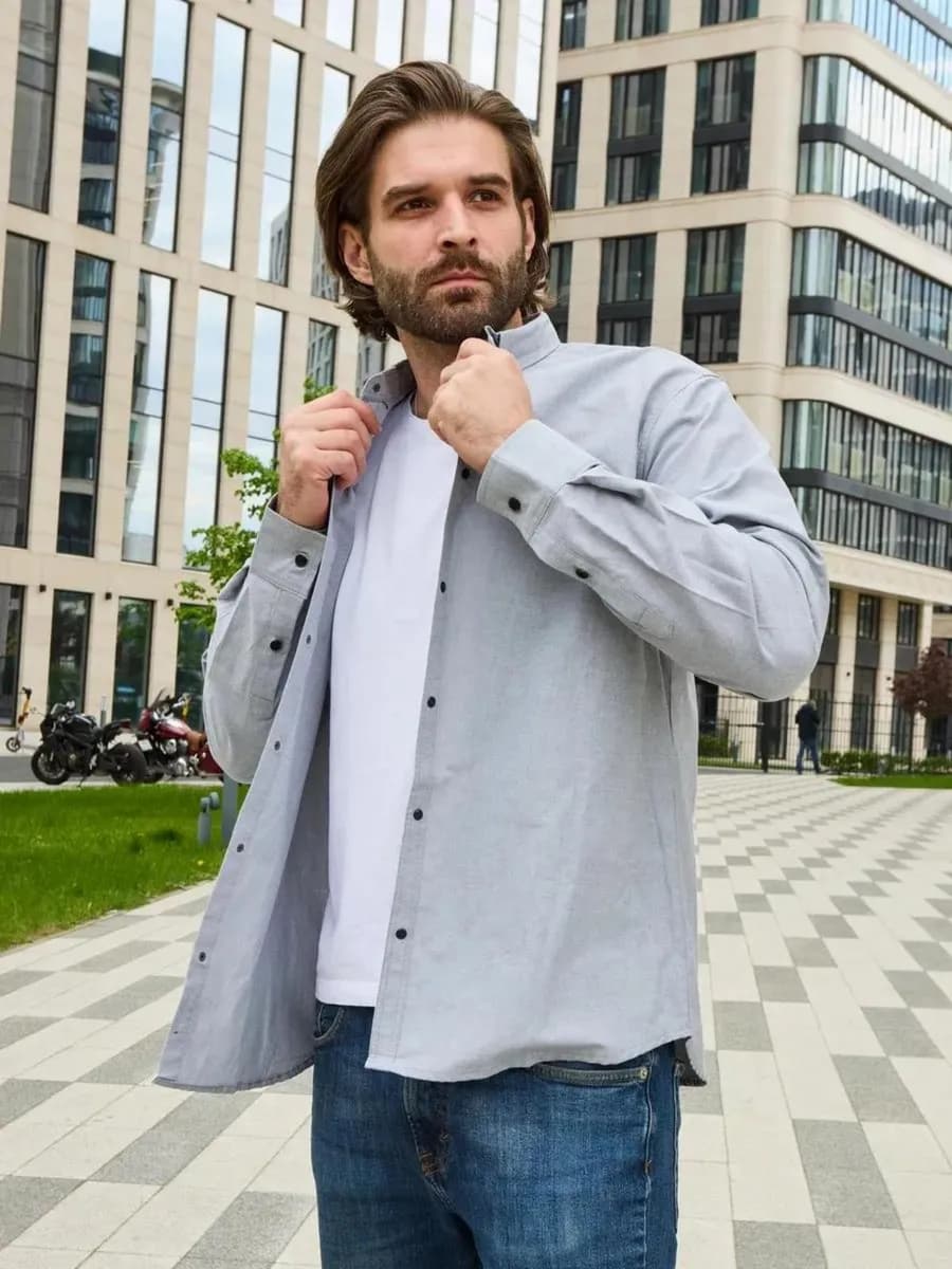 Рубашка с длинным рукавом на кнопках хлопковая