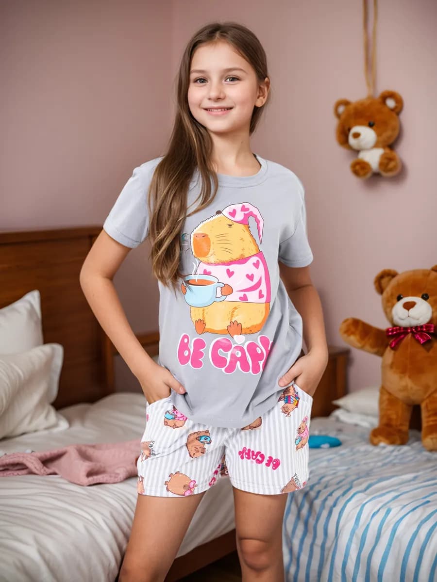 Пижама с шортами летний домашний костюм