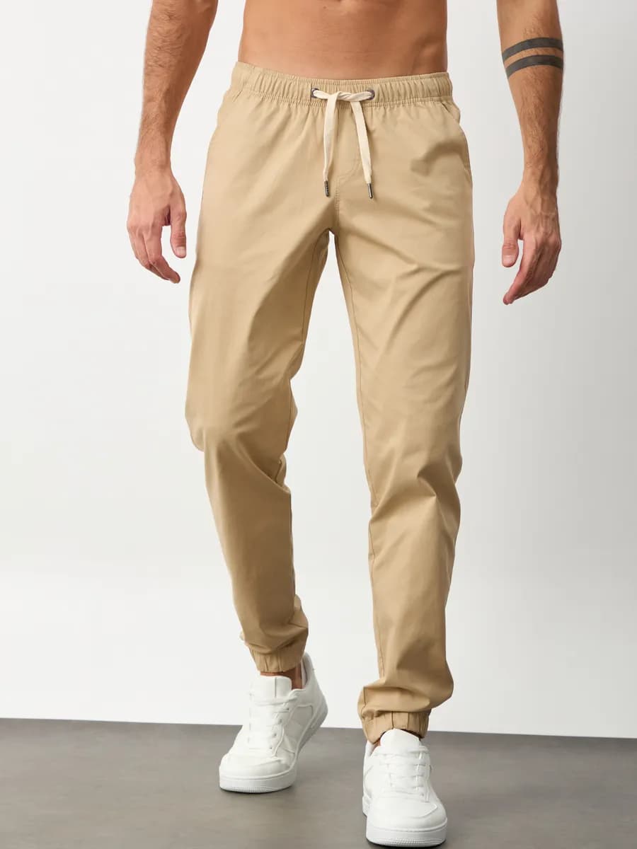 Брюки джоггеры летние бежевые