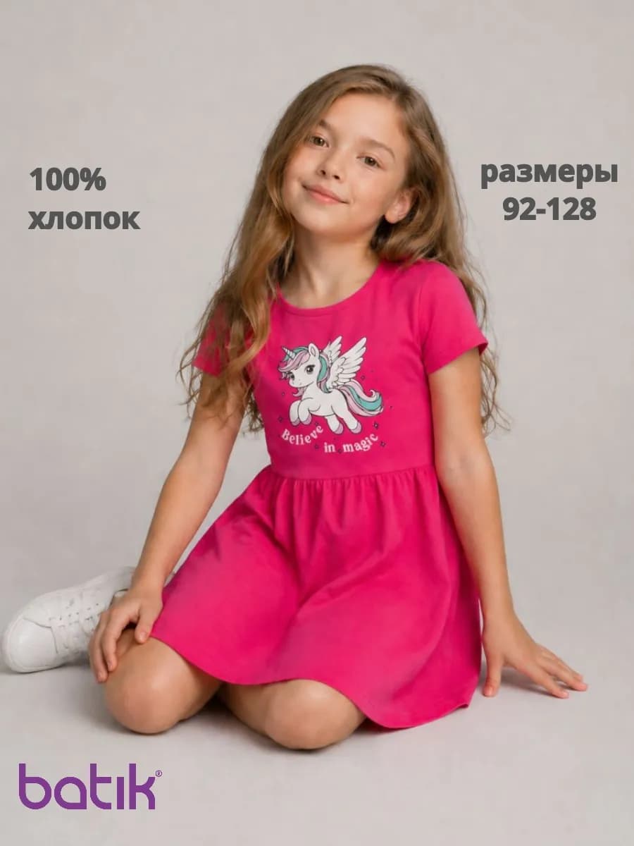 Платье летнее единорог короткий рукав