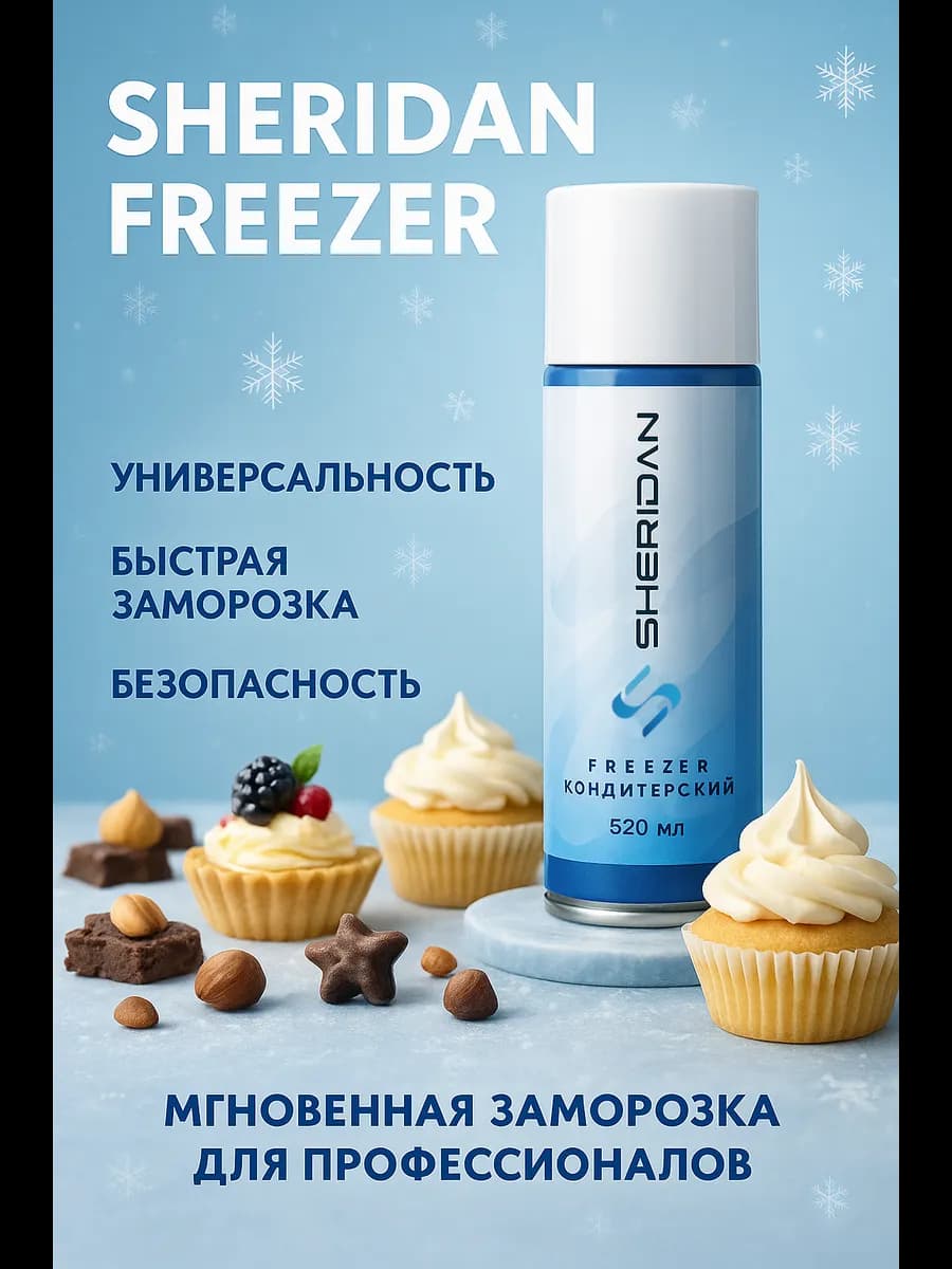 Спрей фризер пищевой (кондитерский) аэрозоль Sheridan 520 мл