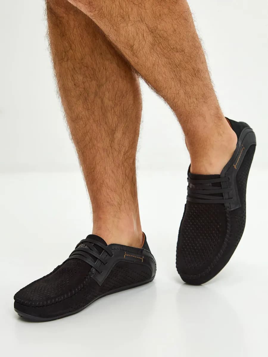 Мокасины кожаные летние