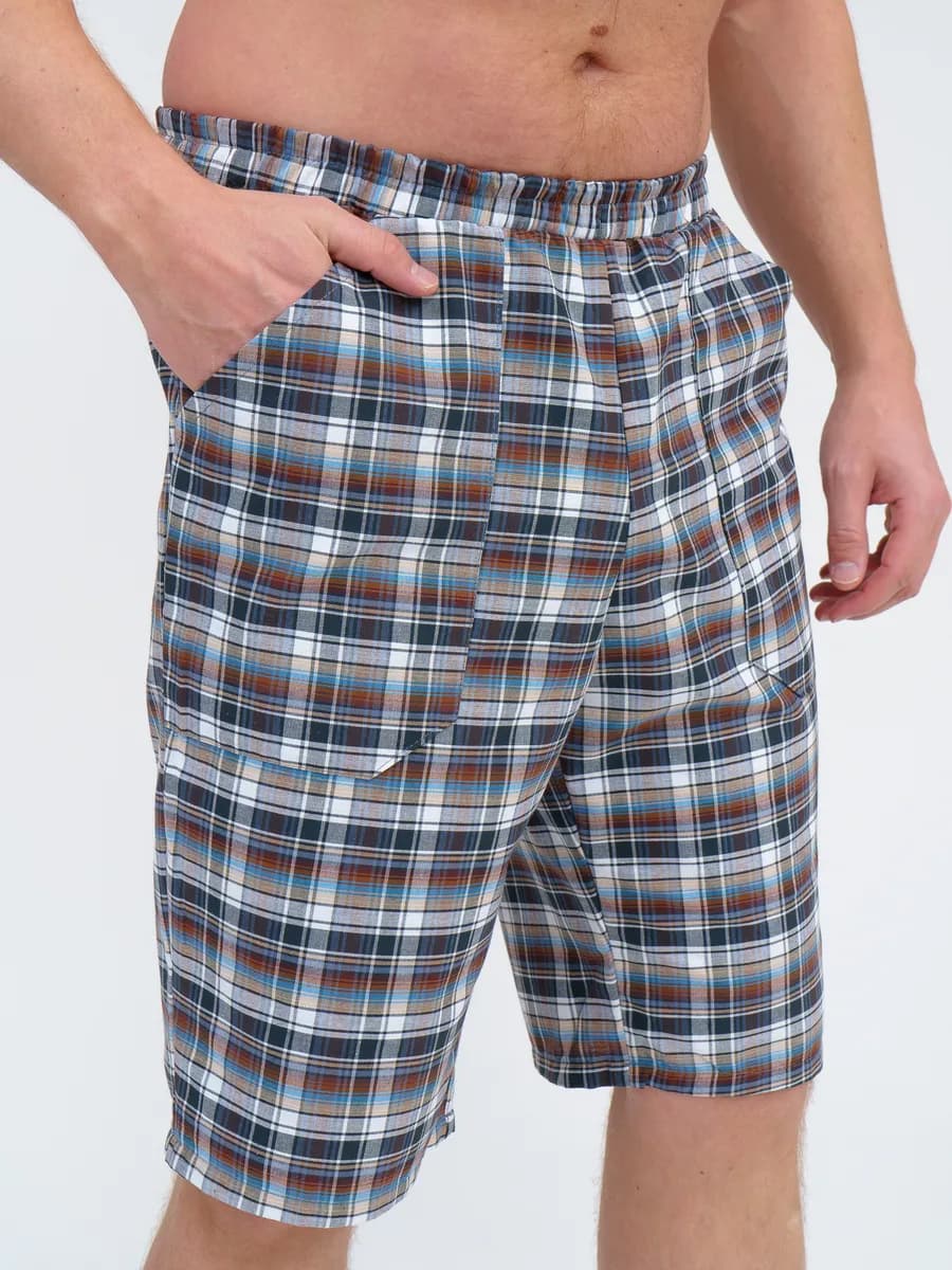 Шорты домашние хлопок больших размеров в клетку