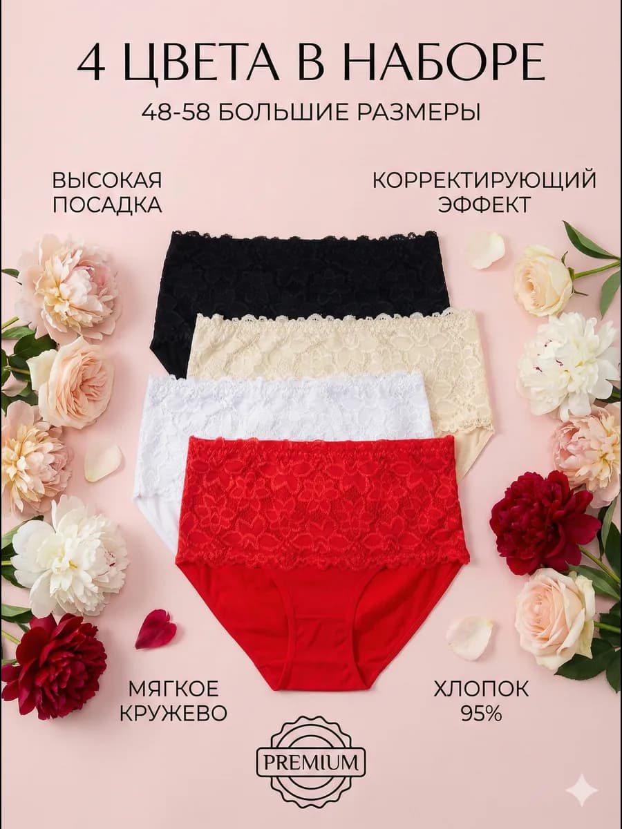 Трусы набор хлопок 4 штуки