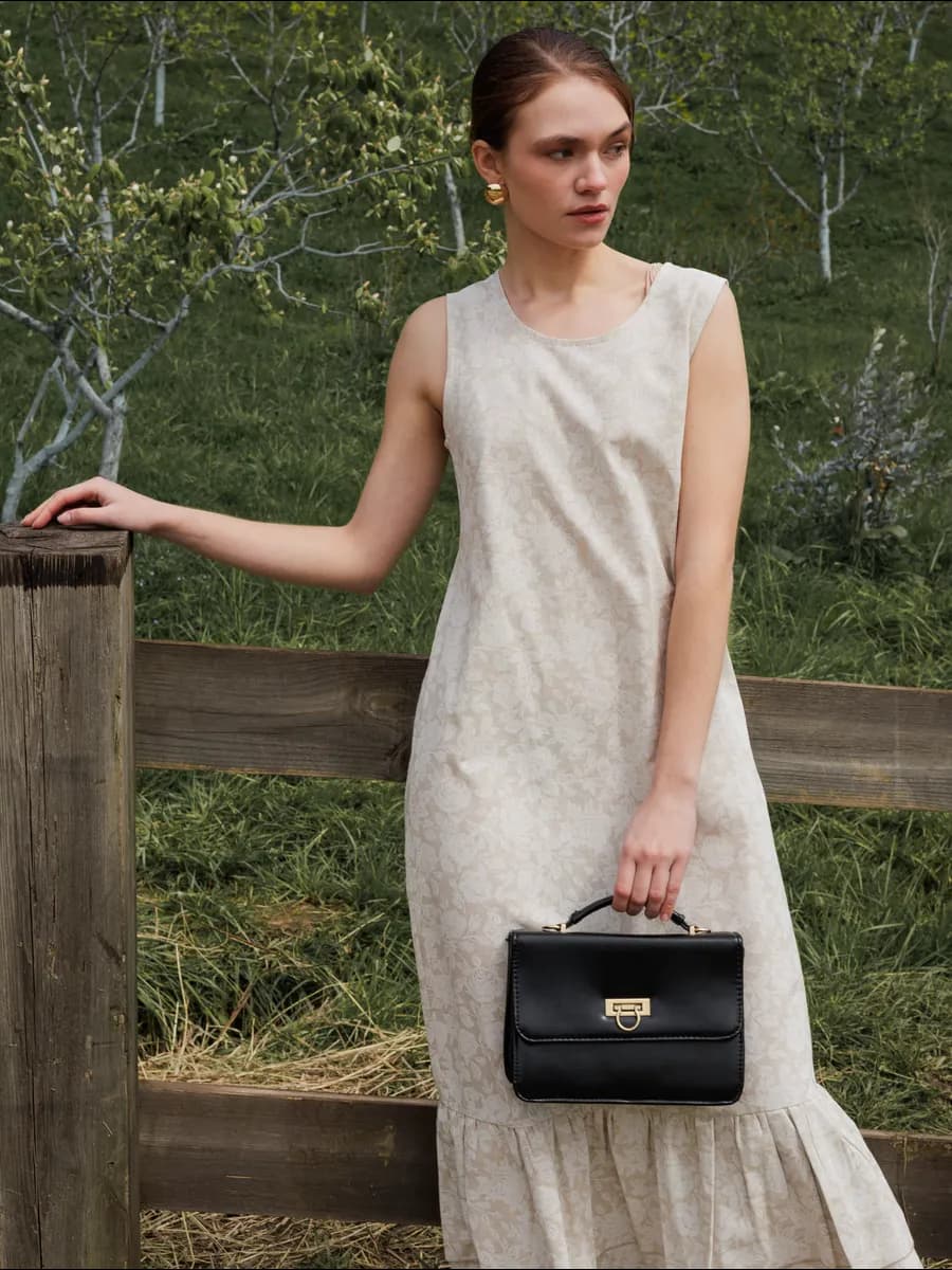 Льняное платье без рукавов сарафан летний длинный винтажный