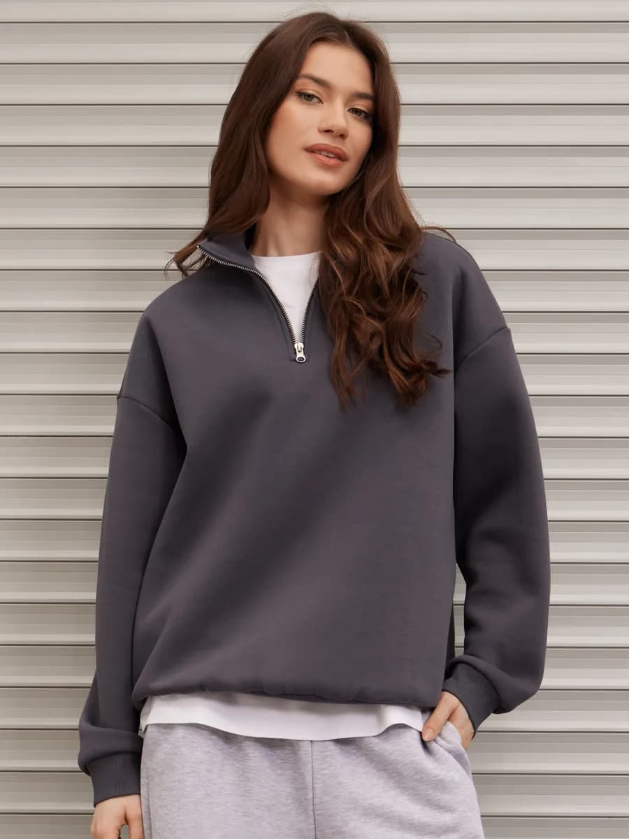 Свитшот женский полузамок y2k с начесом - фото 1