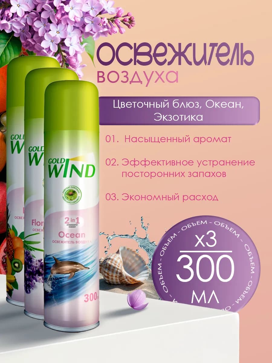 Набор №2 Освежители воздуха Gold Wind 3шт