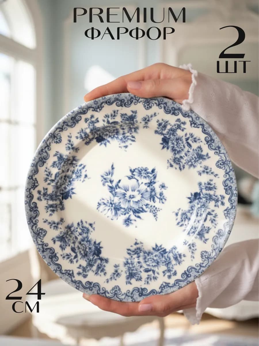 Набор больших винтажных тарелок 2 шт 24 см